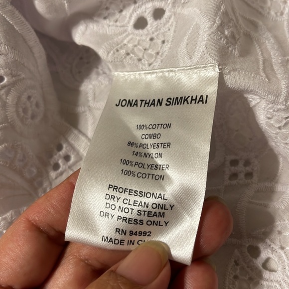 JONATHAN SIMKHAI V-Neck Scallop Cutout Embroidery Top - Picture 16 of 16